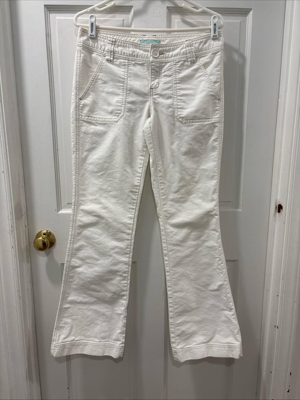 Aeropostale Women’s Vtg Low Rise Flare Pants Size 3/4 White Y2K 2000s Preppy EUC